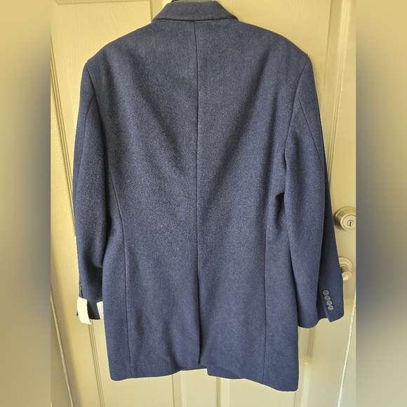 $395 Calvin Klein Long Coat 40 Mens Prosper Blue Wool Blend Heavy Old Money - Picture 15 of 16